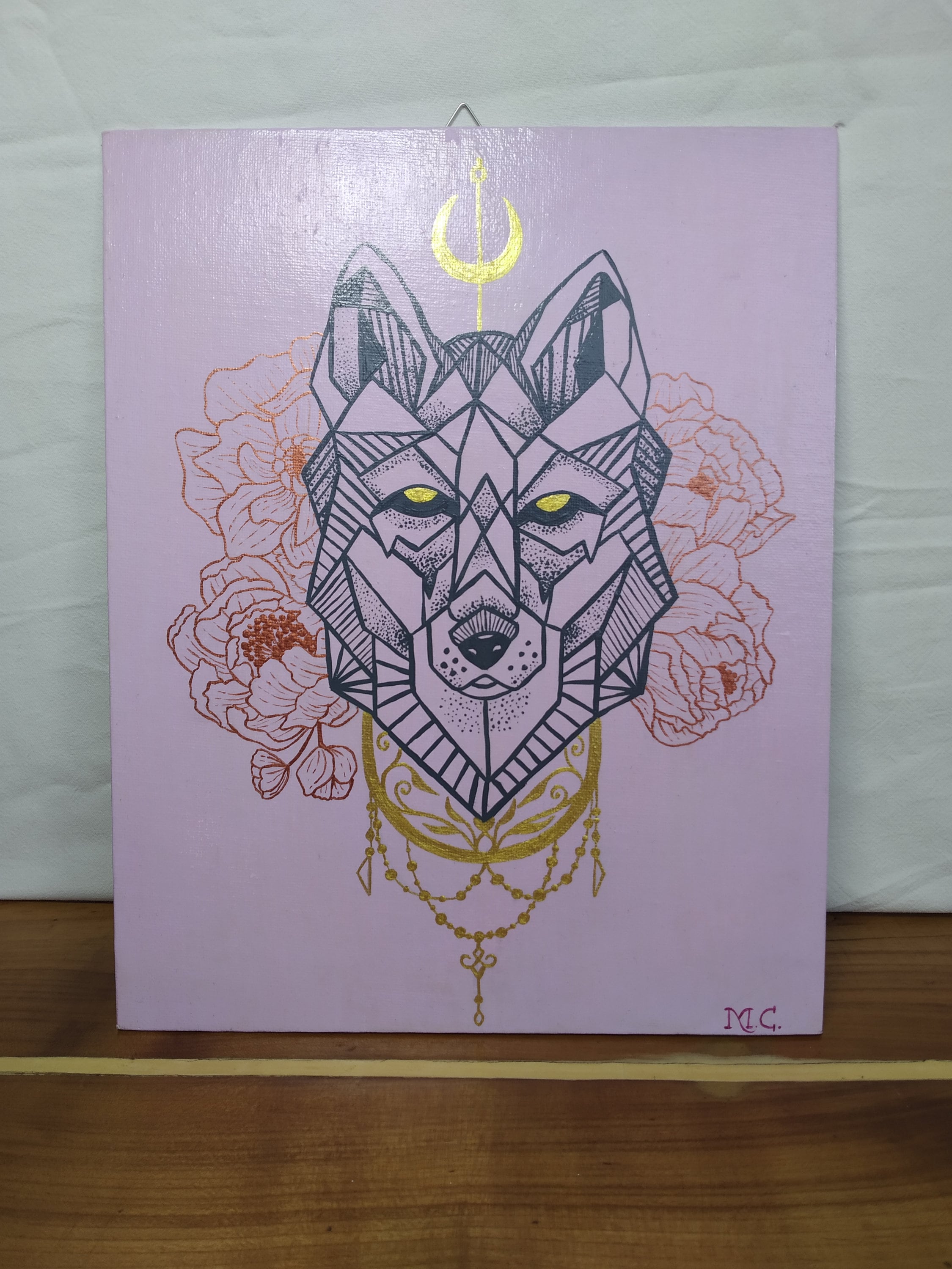 Tableau Loup Géométrique