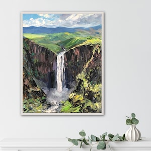 Waterfall Oil Painting on Canvas, Original Landscape Artwork by Anastasiia Childers