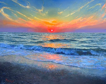 Original Seascape Painting, Surf Painting Ocean, Sea, Marine Art, Black Sea, Oil on Canvas 24x30 inches.