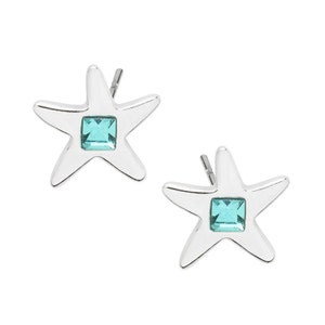 Starfish Stud Earrings/Aqua/Turquoise/Silver Earrings/Cute Starfish Earrings/Dainty Gift Idea/Minimalist Earrings/Ocean Marine Sea Jewelry