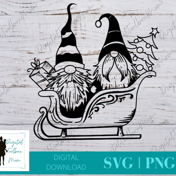 Gnome Sleigh SVG, Christmas Gnome Svg, Gnome Svg, Christmas Svg, Sleigh Svg, Svg Files For Cricut, Sublimation Designs