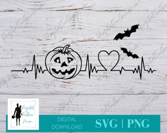 Halloween Heatbeat Svg, Halloween Svg, Heartbeat Svg, Trick or Treat Svg, Halloween, SVG Files for Cricut, Silhouette Files, SVG