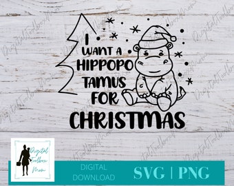 Hippopotamus Svg, Christmas SVG, Holiday Svg, Hippo Christmas Svg, Christmas Svg, Svg Files for Cricut, Silhouette Files, SVG