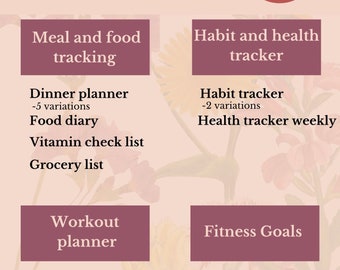 Fitness Planner Printable, nutrition, Health Planner, Fitness planner, Workout Log, workout goal planner, Calorie Tracker, Daily Weight Loss