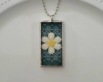 Handmade Lace Pendant Necklace, Soldered Pendant, Romantic Jewelry, Unique Gift for Her