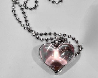 Handmade Heart Pendant Necklace, Soldered Pendant, Romantic Jewelry, Millefiori Lampwork Glass Heart, Unique Gift for Her