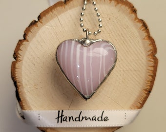 Handmade Heart Pendant Necklace, Soldered Pendant, Romantic Jewelry, Millefiori Lampwork Glass Heart, Unique Gift for Her