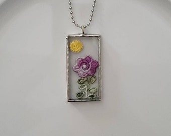 Handmade Lace Pendant Necklace, Soldered Pendant, Romantic Summer Jewelry, Unique Gift for Her
