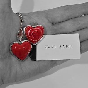 Handmade Millefiori Glass Heart Pendant Necklace: Soldered Reversible Jewelry