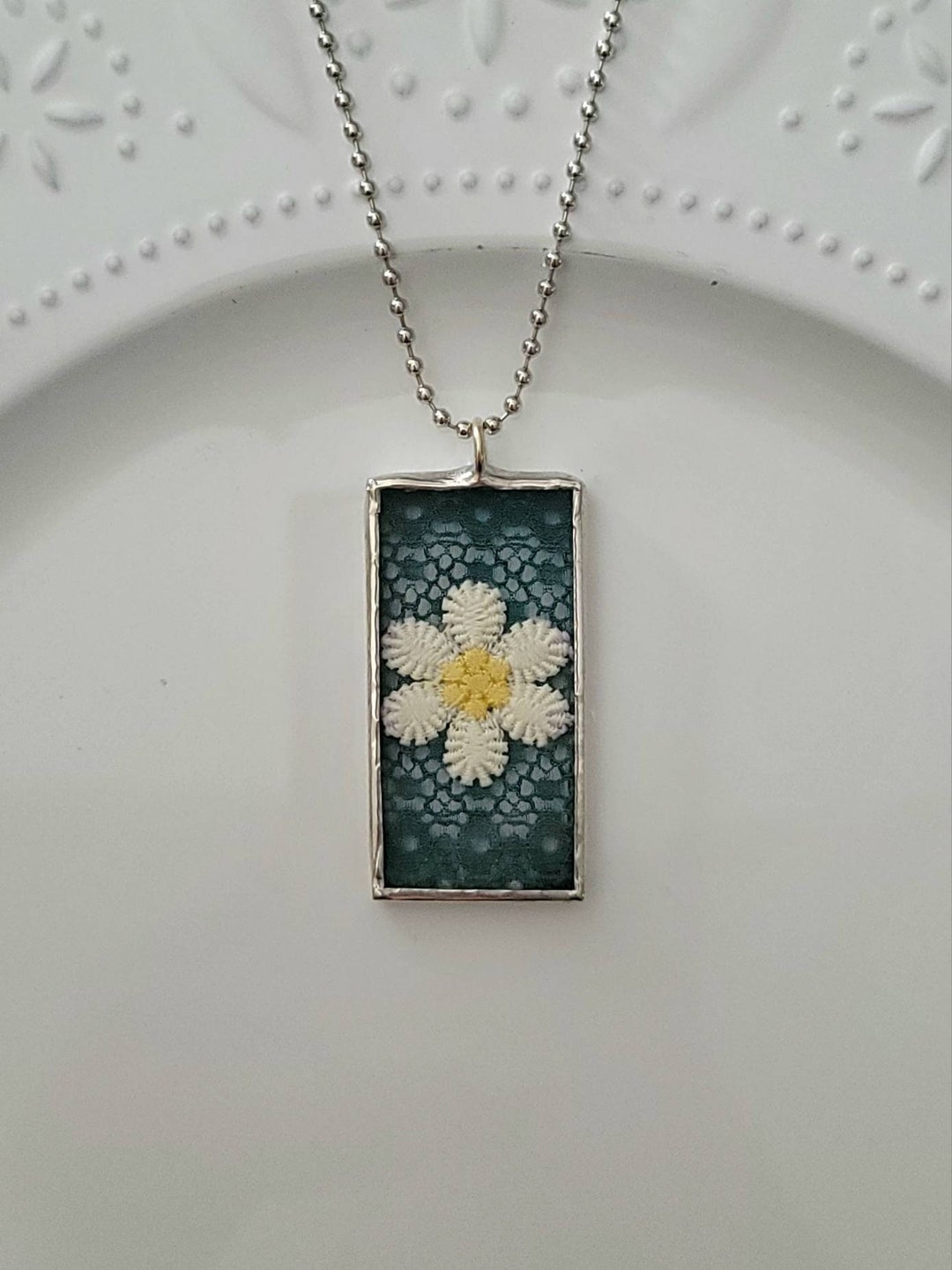 Handmade Lace Pendant Necklace Soldered Pendant Romantic Etsy