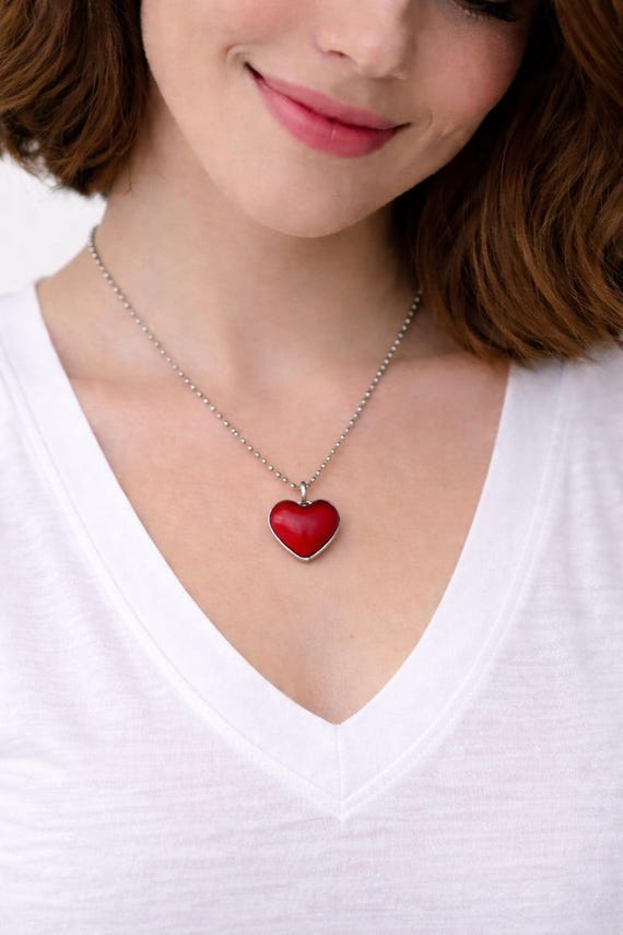 Handmade Red Murano Heart Pendant Necklace: Soldered Glass Jewelry