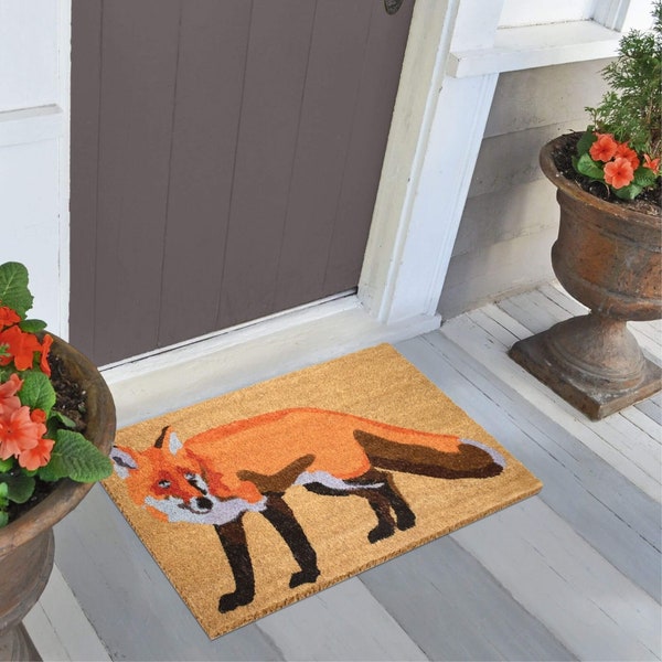 COIR MATS Different Animal Design Mats Front Door Mat Hardwearing Mat Rectangle Fox-Pheasant-Rabbit 45 x 75 cm