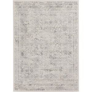 Vintage Design Rug in Cream and Grey for Living Room Short Pile Soft Area Rug in Boho Style