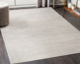 MODERN AREA RUG in Grey/Cream Non-Shedding Short Pile Stain-Resistant Soft Rug for Living Room