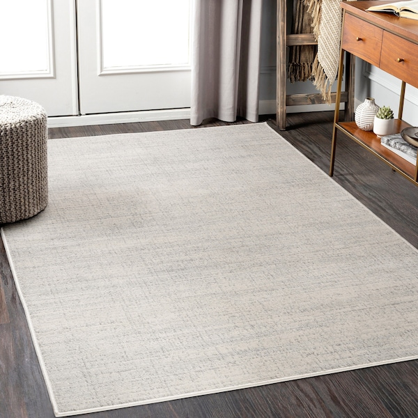 MODERN AREA RUG in Grey/Cream Non-Shedding Short Pile Stain-Resistant Soft Rug for Living Room