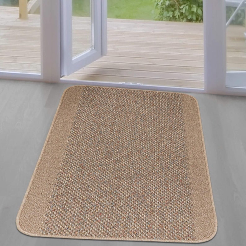 Machine Washable Indoor Rug & Mat and Runners in Beige for Kitchen