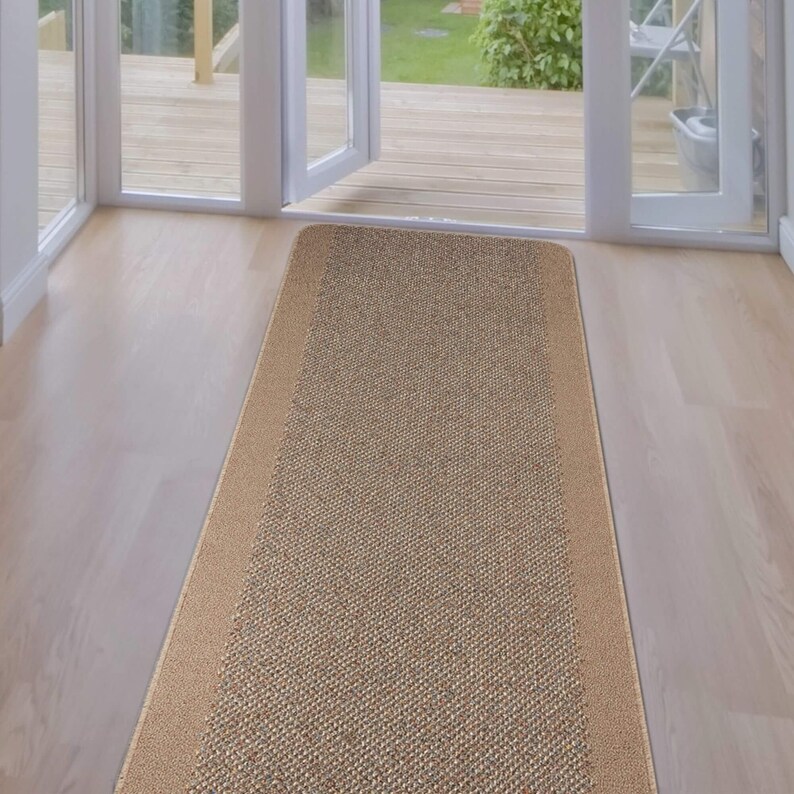 Machine Washable Indoor Rug & Mat and Runners in Beige for Kitchen