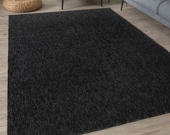 Flex Collection Low Pile Rugs Solid Design in Dark Grey for Dining Room, Bedroom, Kitchen, Living Room, Nursery