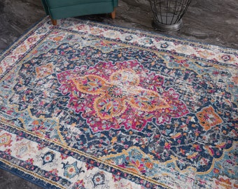 Vintage Area Rug: Classic Oriental Design Soft Rug for Living or Bedroom - Persian Moroccan Boho Style