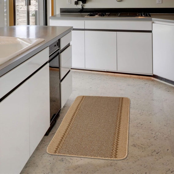 INDOOR DOOR Mat Rug Beige Home Kitchen Mat Bordered Design