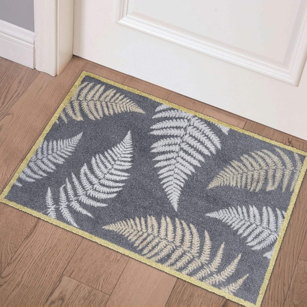 DESIGNER MATS Floral Design Grey Door Mat Washable Mat for Kitchen Bedroom Hallway Doorway Rectangle Runner