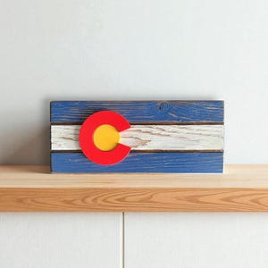 Rustic Small Colorado Flag – Handmade Cedar Wall Art, Mountain Home Decor, Colorado Souvenir