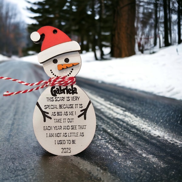 Adorable First Christmas Snowman Keepsake/ Baby Length/ Editable Year/ Santa Hat/ Scarf Length and Adorable Poem