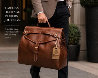Vintage Leather Travel Duffle, Handmade Overnight Weekender Bag for Men Women, Carry On Luggage