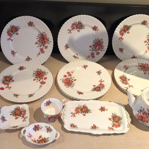 Vintage set 15 Royal Albert Bone China England Continnial Rose