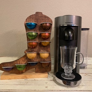 Nespresso Cowboy Boot Coffee Capsule / Pod Holder, Handcrafted Storage, Organizer for Home or Office Kitchen, Western, Vertuo / Vertuoline