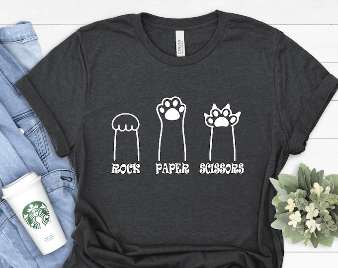 Rock Paper Scissors Shirt, Cat Paws Shirts, Cat Owner Shirt, Funny Cat Paw Shirt, Unisex Crewneck Shirt for Cat Lover, Gift for Cat Mom, Cat