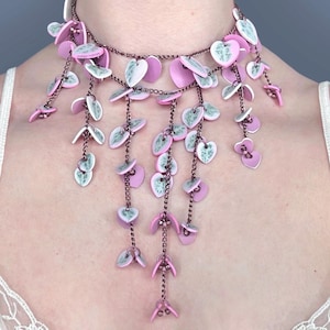 Variegated String of Hearts Handmade Customizable Charm Necklace