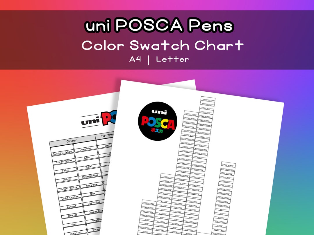 Buy Uni POSCA Pens Color Swatch Sheet Printable Template Instant
