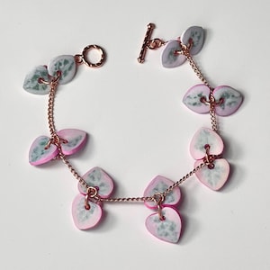 Variegated String of Hearts Handmade Charm Bracelet