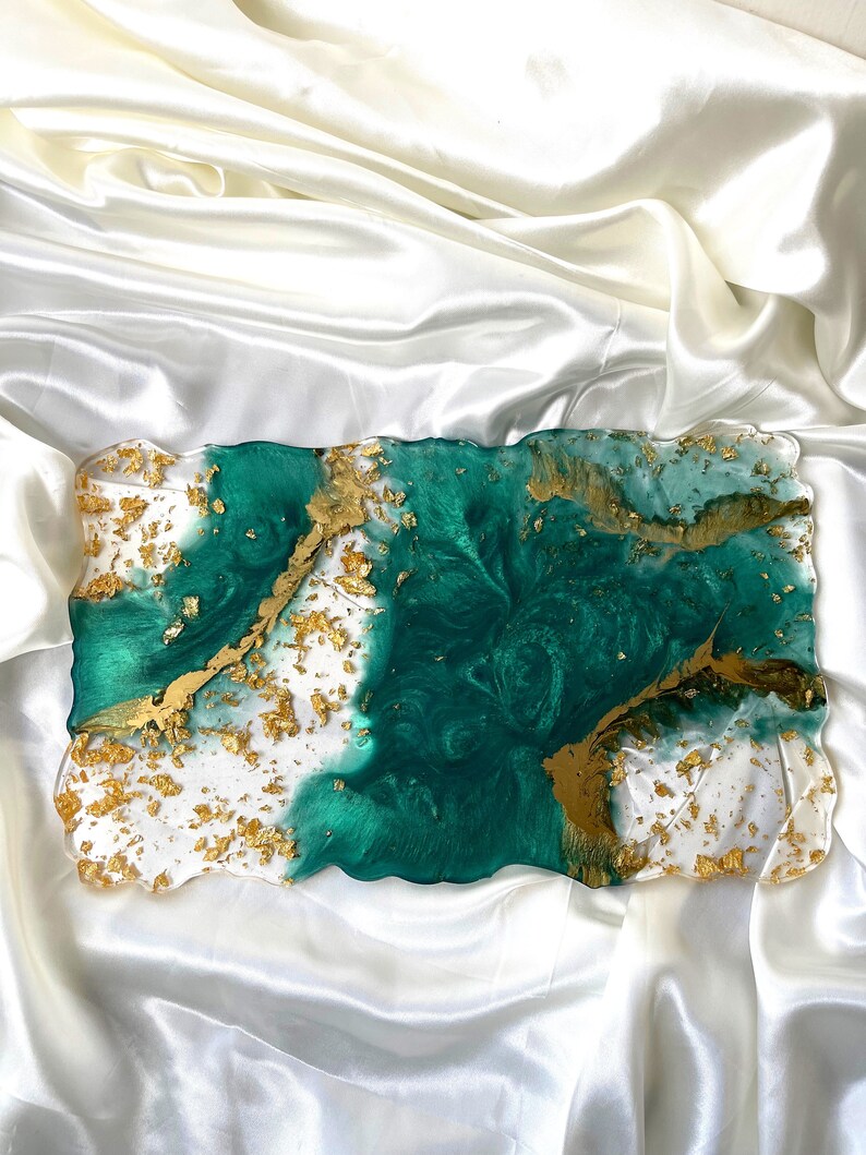 CUSTOM Emerald Green and Gold Serving Tray/decorative Etsy