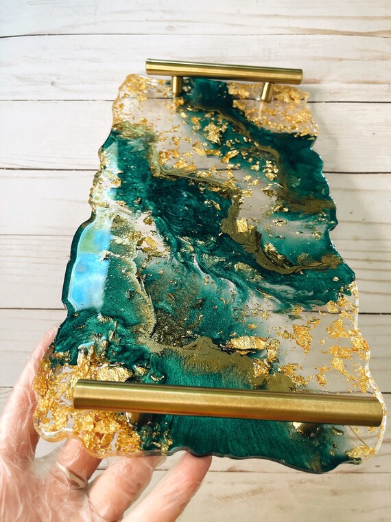 CUSTOM Emerald Green and Gold Serving Tray/decorative Etsy India