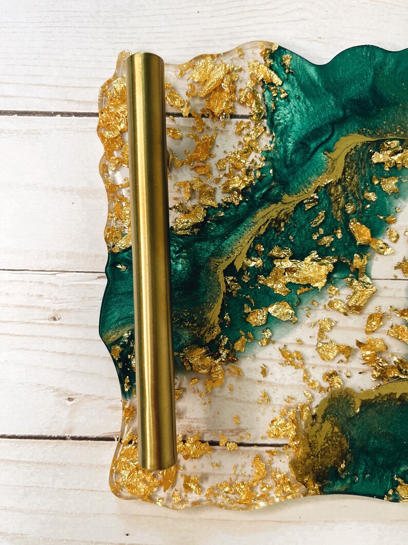 CUSTOM Emerald Green and Gold Serving Tray/decorative Etsy