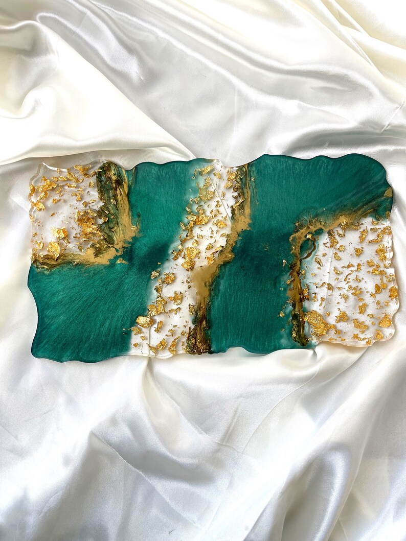 CUSTOM Emerald Green and Gold Serving Tray/decorative Etsy