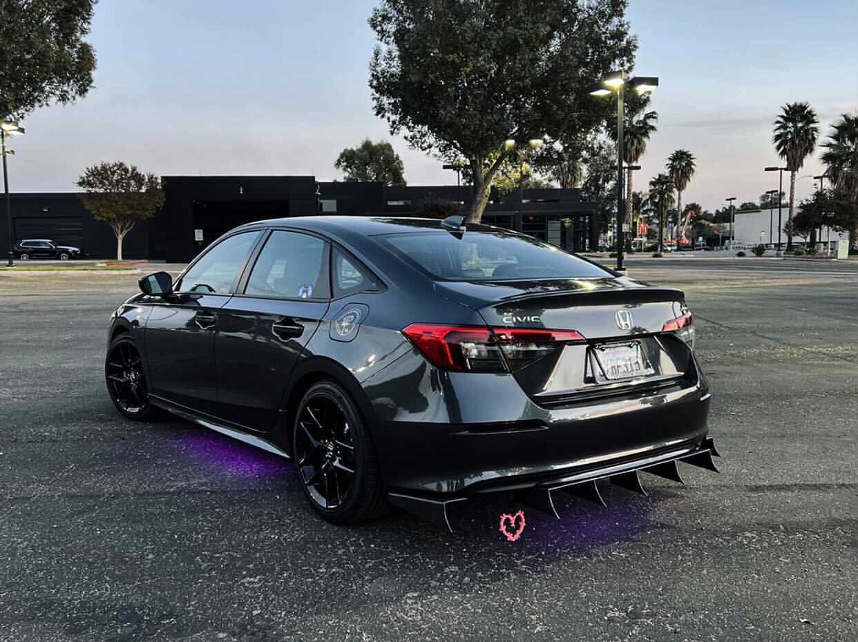 NINTE Rear Diffuser For 2022-2023 Honda Civic Sedan - ABS Carbon Fiber Style Bumper Lip