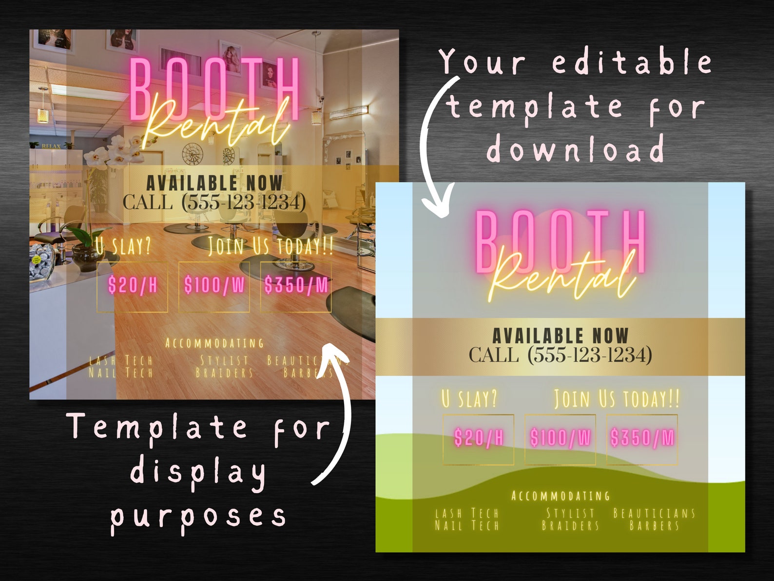 Booth Rental Flyer, Booth Rental Instagram Post, Social Media Flyer