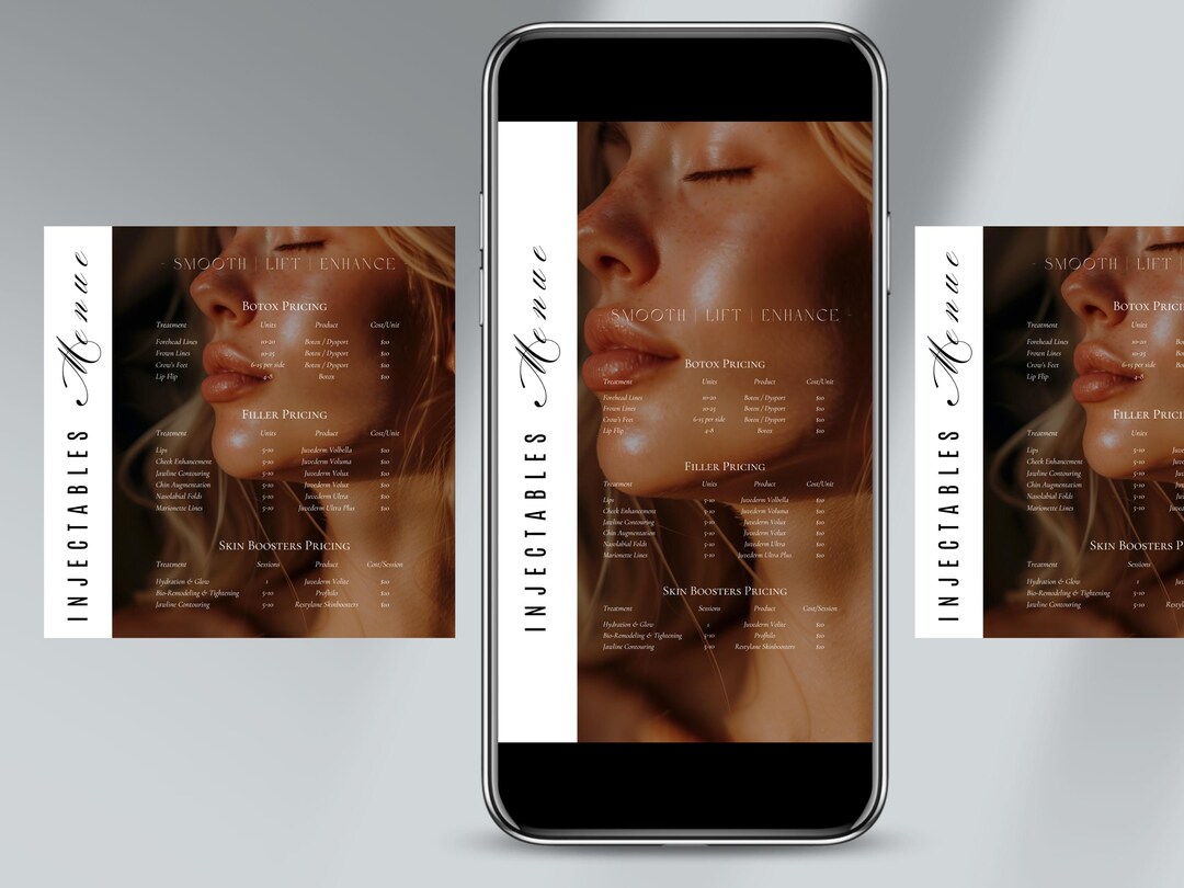 Med Spa Price List Template Botox & Filler Promotion (digital)