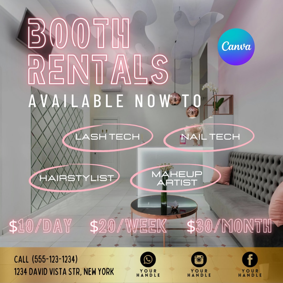Half Off Booth Rent Booth Rental Flyer, Booth Rental, Social Media Flyer, Salon Flyer ...