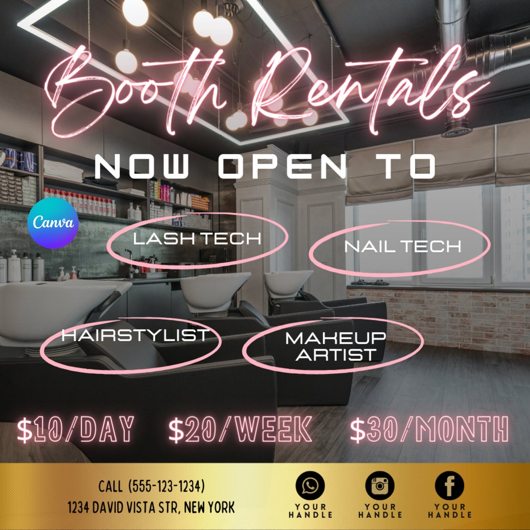 Booth Rental Flyer, Booth Rental Instagram Post, Social Media Flyer ...