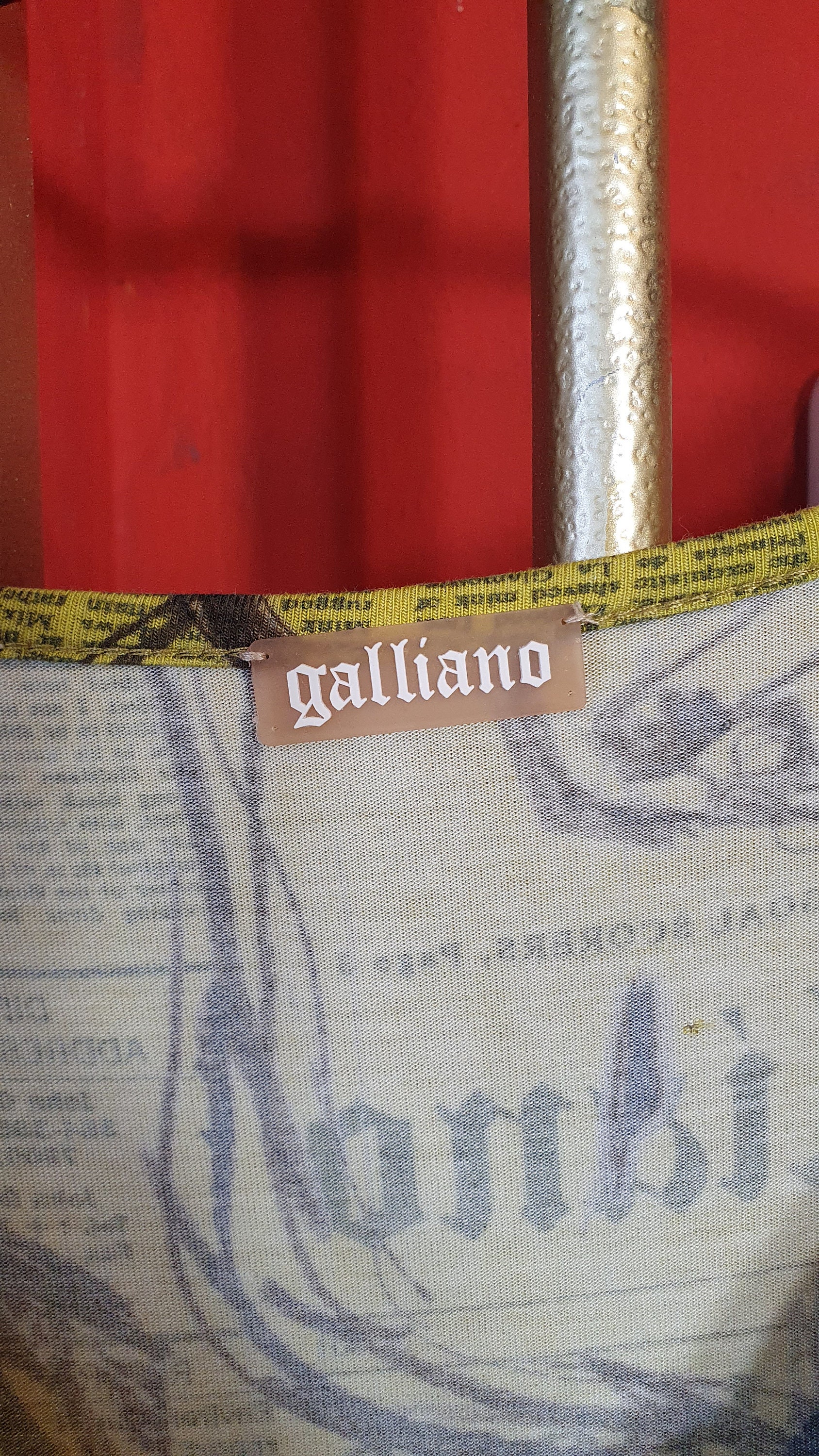 Galliano, Newspaper Print Shirt. Y2K Vintage, Designer Galliano, Newspaper Print Shirt. Y2K Vintage, Designer