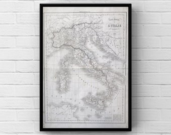 Antique Map of Italy 1838 (Carte Générale de L&#39;Italie Moderne Par Delamarche)