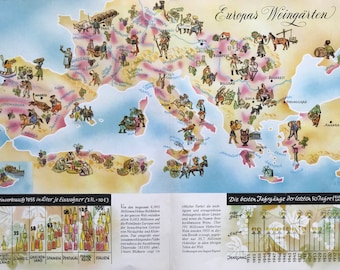 Beautiful Colorful Pictorial Map Shows us Wine Culture in Europe