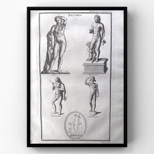 From 1719 Mythological ANTIQUE Print of BACCHUS