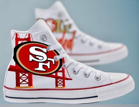 kvælende had Undertrykkelse Converse Red & Gold San Francisco 49er Sneakers Custom Shoe - Etsy