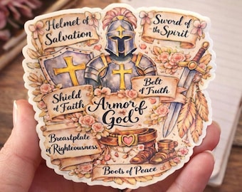 Armor of God Spiritual Warfare Vinyl Sticker | Water Bottle Waterproof Stickers