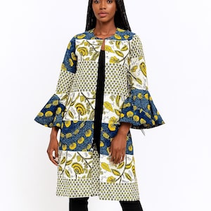 Ankara Kimono Jacket: Bold Floral African Wax Print, Handmade Cotton Duster
